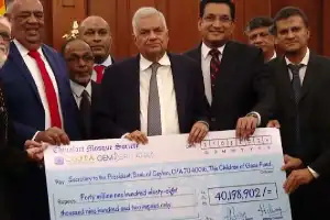 காஸா சிறுவர்கள் நிதியத்திற்கு 40 மில்லியன் ரூபா நன்கொடை