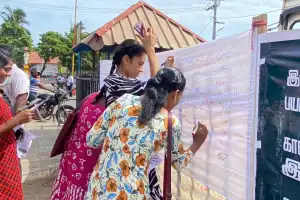 "இனவாதத்தை முடிவுக்குக் கொண்டுவருவோம்" - மன்னாரில் கையொப்பம் சேகரிக்கும் நிகழ்வு.