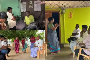 கரூரில் ஒரு வாரத்துக்குப் பின்னர் த.வெ.க. சார்பில் நேரில் ஆறுதல்